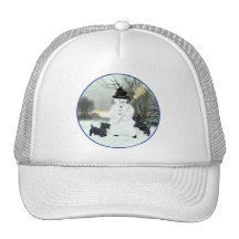 Scottish Terriers Build a Snowman Mesh Hat