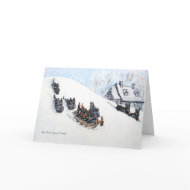 Scottish Terriers Sledding card