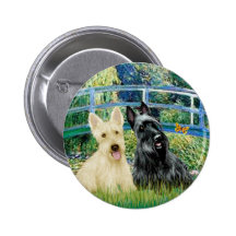 Scottish Terriers (two-BW) - Bridge Buttons