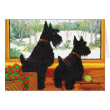 Scotty Dogs At Christmas - Waiting For Santa Cards