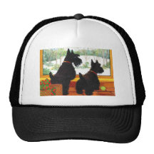 Scotty Dogs At Christmas - Waiting For Santa Hat