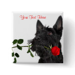 Scotty Puppy Red Rose Valentine Design Pin