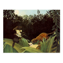 Scout Attacked By A Tiger Post Card
