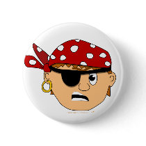 Scowling Boy Cute Pirate Stuff Customizable Button