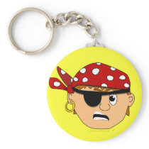 Scowling Boy Cute Pirate Stuff Customizable Key Chain