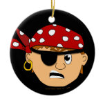 Scowling Boy Cute Pirate Stuff Customizable Christmas Tree Ornaments