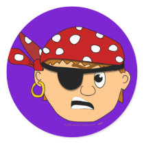 Scowling Boy Cute Pirate Stuff Customizable Stickers