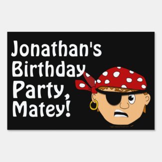 Scowling Pirate Boy Birthday Party Name Yard Sign
