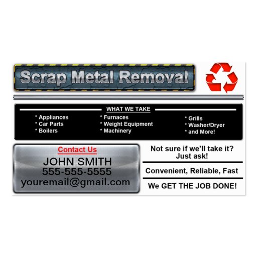 Scrap Metal Removal Business Card - White Version (front side)