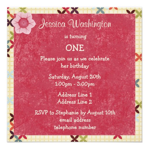 Scrapbook Style Girls' 1st Birthday Photo Personalized Invitation