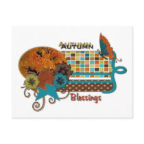 Scrappy Autumn Blessings Postcard by touchministry Scrappy Autumn Blessings Postcard