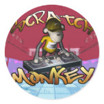 Scratch Monkey Round Stickers