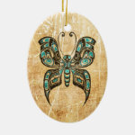 Scratched and Worn Blue Haida Spirit Butterfly Christmas Tree Ornaments Scratched and Worn Blue Haida Spirit Butterfly Christmas Tree Ornaments