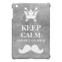 Scratched Grey Metal Heraldry Keep Calm Mustache ipad mini cases