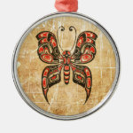 Scratched Red and Black Haida Spirit Butterfly Ornaments Scratched Red and Black Haida Spirit Butterfly Ornaments