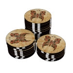 Scratched Red and Black Haida Spirit Butterfly Set Of Poker Chips Scratched Red and Black Haida Spirit Butterfly Set Of Poker Chips