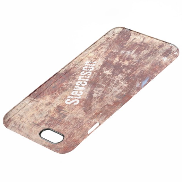 Scratched Wood - Grunge Woodgrain Look Custom Name Uncommon Clearlyâ„¢ Deflector iPhone 6 Plus Case-3