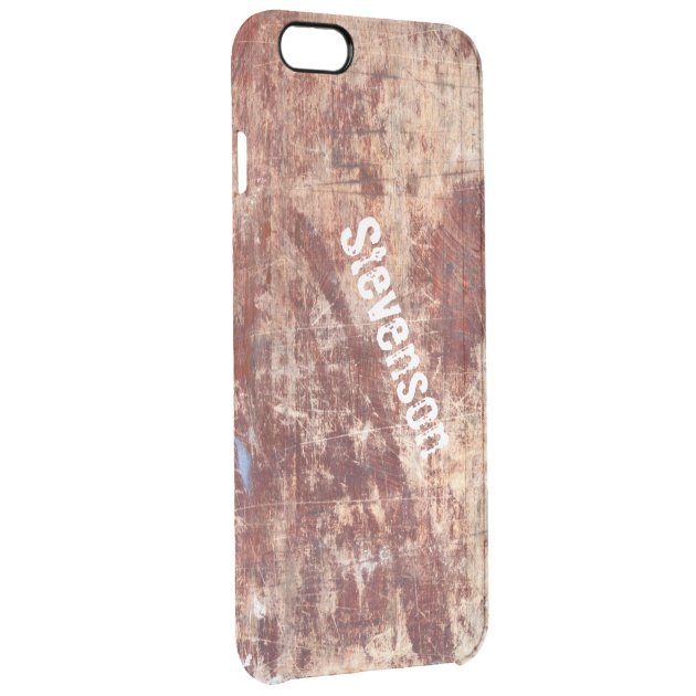 Scratched Wood - Grunge Woodgrain Look Custom Name Uncommon Clearlyâ„¢ Deflector iPhone 6 Plus Case-2