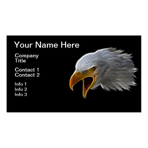 Screaming American Bald Eagle Head Business Card Templates (front side)