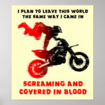 Screaming Blood Dirt Bike Motocross Print Poster