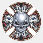 Screaming Iron Skull Round Sticker