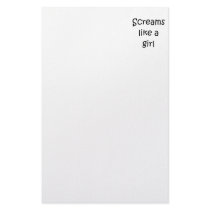Screams Like A Girl Stationery Paper