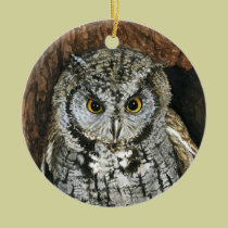 Screech Owl Ornament-watercolor painting ornaments