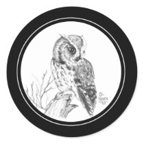 Screech Owl Sticker in pencil by natures_edge Screech Owl Sticker in pencil