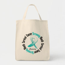 Screening Month January Ribbon - Cervical Cancer Canvas Bags