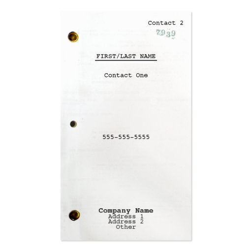 Screenplay Business Card (front side)