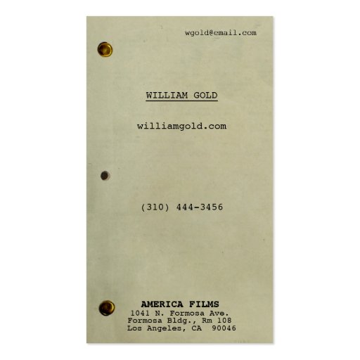 Screenplay Vintage Business Card