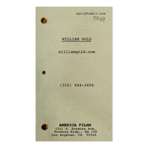 Screenplay Vintage Business Cards
