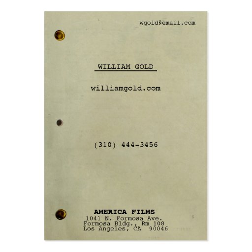 Screenplay Vintage Wide Business Cards