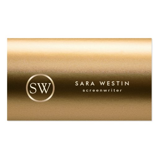 Screenwriter Gold Texture Monogram Business Card (front side)