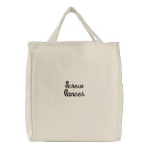 Screw Cancer embroidered handbag