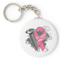 Screw Cancer - Grunge Breast Cancer Keychain