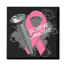 Screw Cancer - Grunge Breast Cancer Refrigerator Magnets