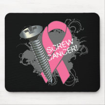 Screw Cancer - Grunge Breast Cancer Mouse Pads