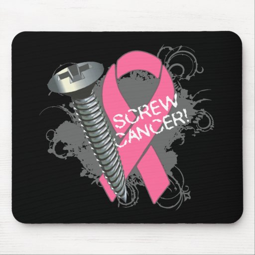 Screw Cancer - Grunge Breast Cancer Mouse Pads