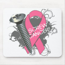 Screw Cancer - Grunge Breast Cancer Mouse Pads