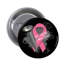 Screw Cancer - Grunge Breast Cancer Pins