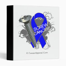 Screw Cancer - Grunge Colon Cancer 3 Ring Binder