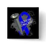 Screw Cancer - Grunge Colon Cancer Pinback Buttons