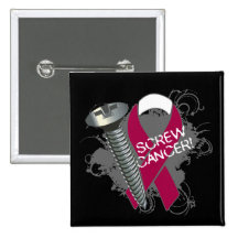 Screw Cancer - Grunge Head and Neck Cancer Pins