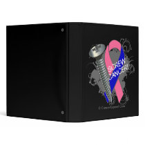 Screw Cancer - Grunge Male Breast Cancer 3 Ring Binder