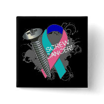 Screw Cancer - Grunge Thyroid Cancer Pinback Buttons