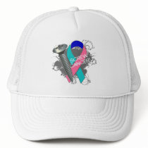 Screw Cancer - Grunge Thyroid Cancer Trucker Hats