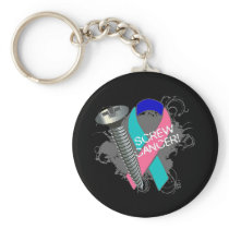Screw Cancer - Grunge Thyroid Cancer Key Chains