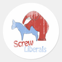 Screw Liberals Faded.png Round Stickers