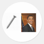 screw, obama round stickers